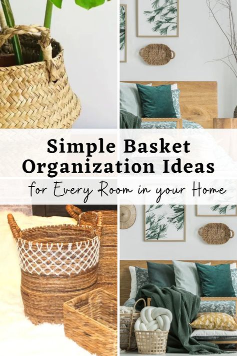 One of my favorite things to use for organizing is baskets. Baskets come in various shapes, sizes, and styles and can be used for practically any form of storage. Baskets are highly multi-functional, helping to hide and reduce clutter and providing a designated area for the undesignated items in your home. How To Decorate Baskets, Basket Organization Ideas, Uses For Baskets, Dresser Top Organization Ideas, Decorating With Baskets, Organize Hacks, Basket Decor Ideas, Decorate With Baskets, Diy Home Organization Ideas