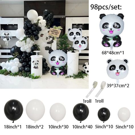 98Pcs Panda Balloon Garland Black White Latex Balloons Children's Day Air Globos Birthday Party Panda Balloon, Panda Birthday Party, Panda Birthday, Baby Shower Supplies, Children's Day, Child Day, Balloon Garland, Latex Balloons, Birthday Party Decorations