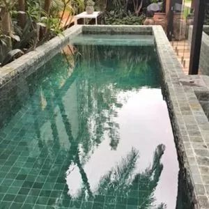 Modern Moroccan House, Green Swimming Pool, Costa Rica Beach House, Pool Tile Ideas, Green Shower Tile, Home Swimming Pool, Swimming Pool Tile, Moroccan Houses, Building A Swimming Pool