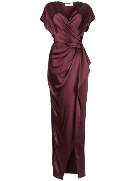 Bronze Dress Wedding Guest, Maroon Dress Aesthetic, Printed Formal Dress, Draped Clothing, Villain Gown, Maroon Mother Of The Bride Dress, Silk Fashion, Soft Dramatic, Slytherin Dresses