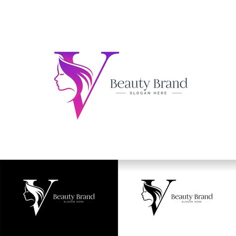 Letter V beauty logo design. Woman face silhouette V Beauty Logo, V Logo Design Ideas, Logo Design Women, V Logo Design, Face Silhouette, V Design, Logo Idea, Beauty Logo Design, Artist Logo