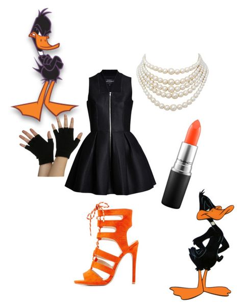 "Daffy Duck" by nereidanelyc on Polyvore featuring Qupid, Christian Dior and MAC Cosmetics Duck Costume For Women, Daffy Duck Costume, Duck Costume, Duck Costumes, White Choker, Red Tights, Feather Tops, Duck Cloth, Casual Cosplay