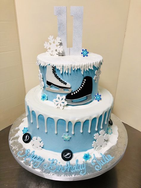 Figure Skating Birthday Cake, Figure Skating Birthday Party, Ice Skating Cake Ideas, Ice Skating Birthday Cake, Skating Birthday Cake, Ice Skate Cake, Ice Skating Cake, Skating Cake, Ice Skating Birthday Party