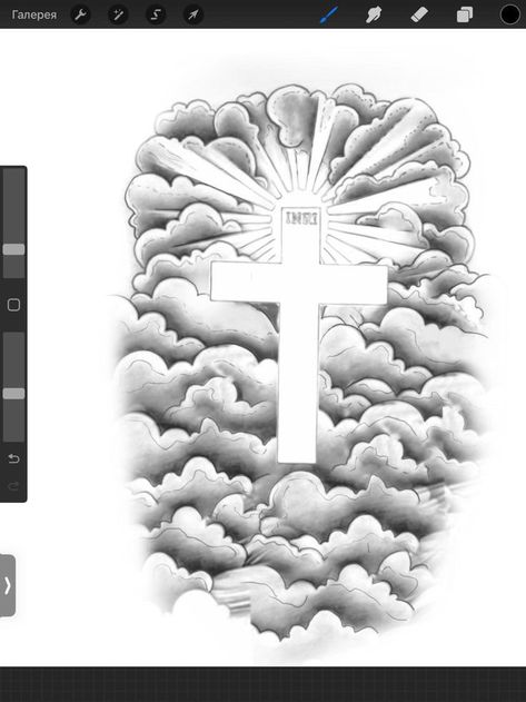 Cross And Clouds Tattoo, Cloud Tattoo Design Backgrounds, Cloud Neck Tattoo, Cross With Clouds Tattoo, Cloud Tattoo Sleeve Backgrounds, Forearm Tattoo Men Sleeve Clouds, Clouds Tattoo Stencil, Trust Process, Cruces Tattoo