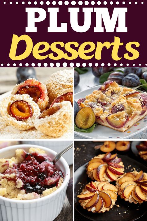 When the fruit is in season, we can't resist these plum desserts! From cake to cobbler to ice cream, get ready for some serious plum goodness! Plum Dessert Recipes Healthy, Plum Desserts, Easy Cobbler, Plum Torte, Plum Dessert, Summer Fruit Desserts, Plum Recipes, Honey Yogurt, Torte Recipe