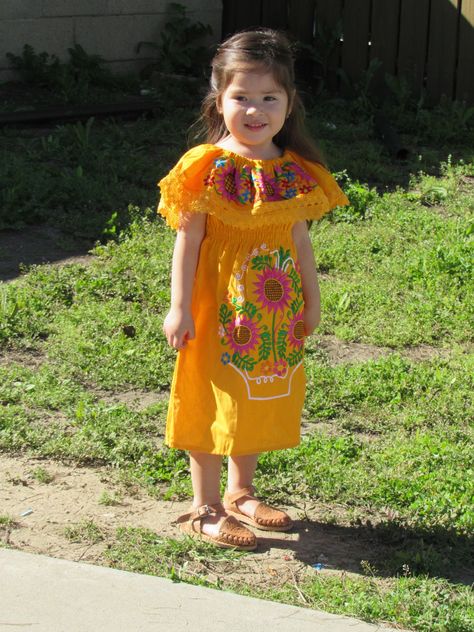 Mexican Girls Dress Traditional Yellow Mexican Toddler Dress Embroidered Handmade Different Sizes by HelloArtesania on Etsy Mexican Outfits, Dress Traditional, Mexican Outfit, Mexican Dress, Women Lace Dress, Mexican Girl, Mexican Dresses, Handmade Dresses, Toddler Dress