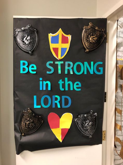 Armour Of God Decorations, Kingdom Keepers Vbs Crafts, Keepers Of The Kingdom Crafts, Armour Of God Vbs Decorations, Vbs Medieval Theme, Vbs Kingdom Theme, Armor Of God Decoration Ideas, Keeper Of The Kingdom Vbs Decorations, Keeper Of The Kingdom Vbs