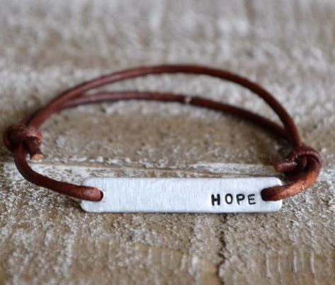 Wire Bracelets Diy, Bike Jewelry, Hope Bracelet, Stamped Necklaces, Handstamped Bracelet, Bracelet Quotes, Leather Bracelets Women, Metal Stamped Jewelry, Sunflower Jewelry