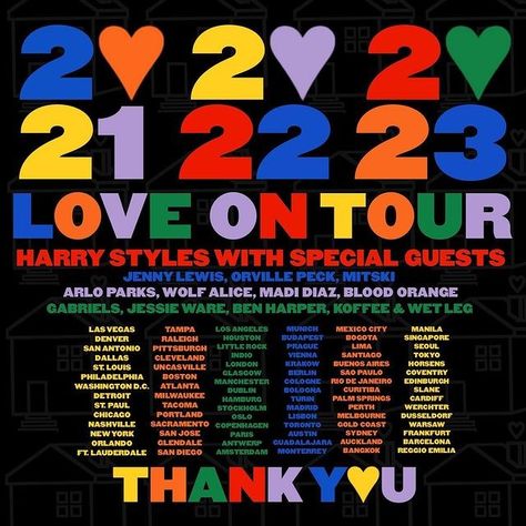 Harry Styles Tour Poster, Jessie Ware, Love On Tour Outfits, Jenny Lewis, Harry Styles Poster, Harry Styles Tour, Harry Styles Aesthetic, Harry Styles Concert, Tour Poster