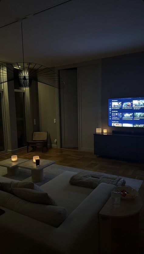 Living Room With Gaming Setup, Zepto Backrounds, Living Room At Night, Male Bedroom Ideas, Condo Living Room, Dark Living Rooms, House Design Pictures, Dream Apartment Decor, Future Apartment Decor