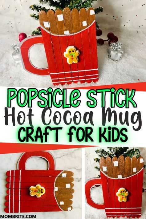 Cocoa Mug Craft, Hot Cocoa Mug Craft, Elementary Christmas Crafts, Hot Chocolate Art, Valentines Day Crafts For Preschoolers, Drinking Hot Chocolate, Chocolate Ornament, Christmas Orniments, Toddler Board