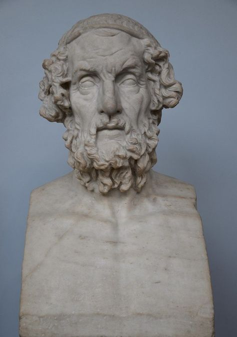 Portrait of Homer (Illustration) - Ancient History Encyclopedia Greek God Portrait, Homer Greek, Greek Head Sculpture, Hermes Sculpture Greek, Head Statue Greek, History Education, Chicago Style, History Photos, British Museum