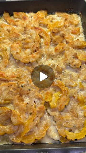 Leah Victoria on Instagram: "Let’s cook: Delicata Squash Au gratin 😊 so delicious and not to mention easy!

#hosting #tip : you could put this whole thing together the day before (up to the step before you bake it) & pop in the fridge; #Bake it off right before dinner♥️ ￼￼

#cooking #vlog #explore #mom #explorepage #recipe #homemade #homecooking" Squash Au Gratin, Delicata Squash, Veggie Tales, So Delicious, Home Cooking, Side Dishes, The Day, Thanksgiving, Baking