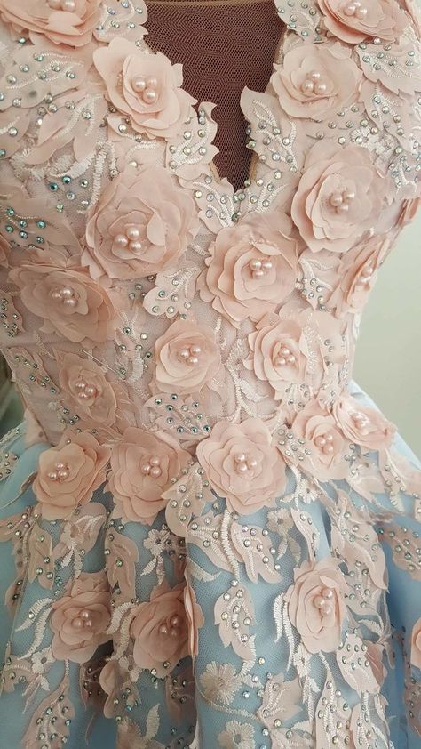 Flower Net Dress, Filipiniana Dress, Flower Machine Embroidery Designs, Butterfly Sleeve Dress, Wedding Hair Headband, Bead Hair Accessories, Ribbon Embroidery Tutorial, Hand Beaded Embroidery, Long Gowns