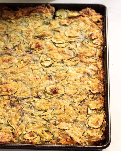 Zucchini Scarpaccia: Easy Vegan Italian Tart – The Vegan Larder Vegan Scarpaccia Zucchini Tart, Scarpaccia Zucchini Tart, Gallete Recipe, Mediterranean Vegan, Zucchini Tart, Summer Zucchini, Traditional Italian Dishes, Vegan Parmesan Cheese, Vegan Zucchini