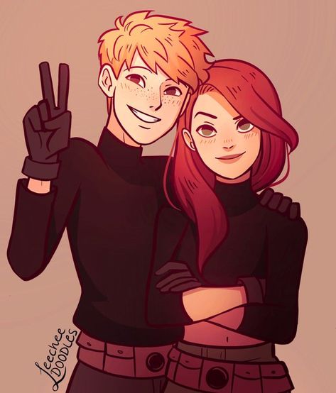 Kim And Ron, Kim Possible, A Ship, Girls Cartoon Art, Disney Fan Art, Disney And Dreamworks, Disney Drawings, Powerpuff Girls, الرسومات اللطيفة