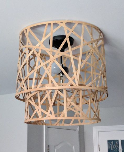 Diy Rattan Lampshade, Diy Light Shade, Diy Drum Shade, Camper Lights, Upcycled Lighting, Diy Luminaire, Luminaire Original, Diy Light Fixtures, Vintage Industrial Lighting