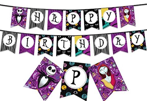 The Nightmare Before Christmas Birthday, The Nightmare Before Christmas Party, Birthday Party Indoor, Nightmare Before Christmas Movie, Jack Skellington And Sally, Decorating Birthday, Movie Themed Party, Sides Easy, Birthday Bunting