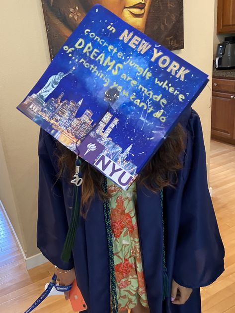 2020 Seniors Graduation: New York University  By: Diya Basu Nyc Graduation Cap, Nyu Grad Cap, Senior Graduation, Nyc Aesthetic, Grad Cap, Graduation Cap, Grad Parties