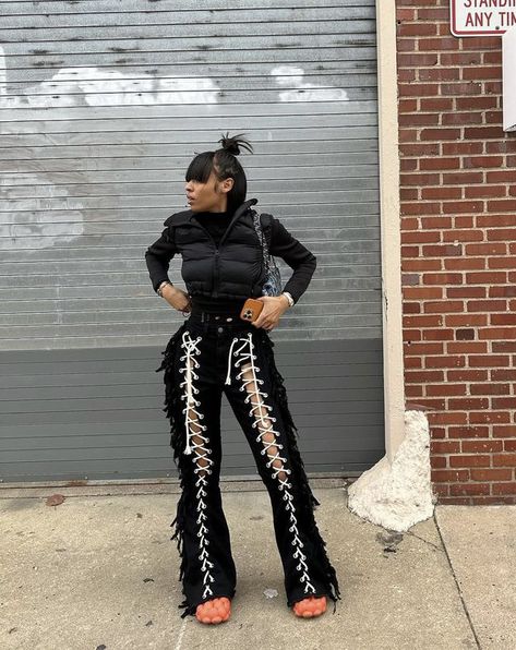 Subversive Aesthetic Black Women, Bunch Outfits Black Women, Lace And Leather Outfit, Cardi B Street Style, Unique Outfits Aesthetic, Trendy Baddie Outfits, Festival Outfits Black Women, Club Outfits For Women, Causal Outfits