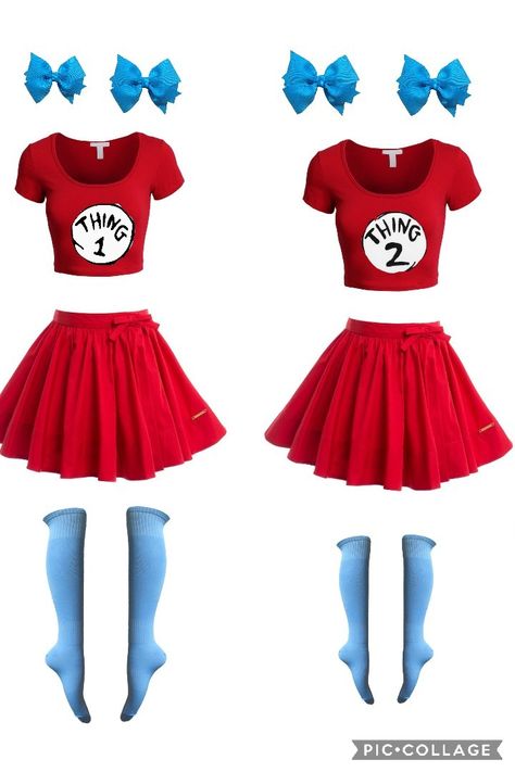 Cute Costumes For Two Best Friends, Think One Thing Two Costume, Thing 1 And Thing 2 Costumes Diy, Thing1 And Thing2 Costumes, Duo Halloween Costumes Thing 1 And 2, Halloween Costumes Thing 1 And Thing 2, Costumes To Do With Friends, Halloween Costumes To Do With Your Bff, Cute Middle School Halloween Costumes