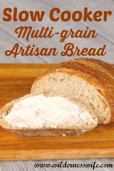 Bread Crockpot, Whole Grain Recipes, Artisan Bread Recipe, Crock Pot Bread, Multi Grain Bread, Slow Cooker Bread, Grain Recipes, Artisan Bread Recipes, Knead Bread