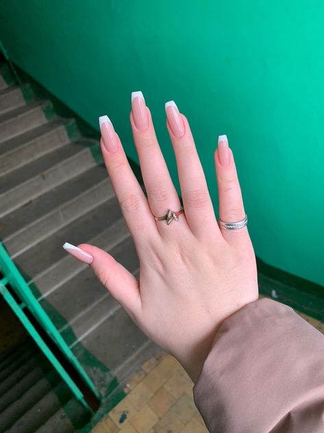 French Nails Ballerina, Beautiful Natural Nails, Hippie Nails, Glamour Nails, Soft Nails, Ballerina Nails, Oval Nails, Orange Nails, Silver Nails