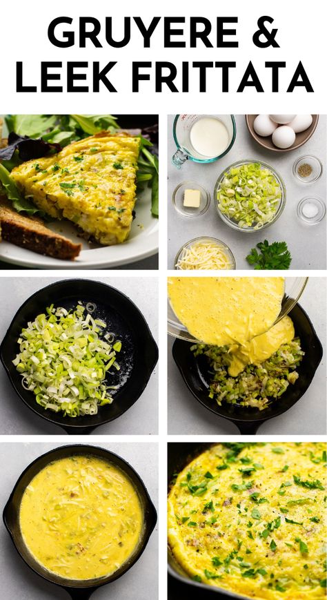 Leek Frittata Recipes, Leek Egg Bake, Leek Breakfast Recipes, Eggs And Leeks Breakfast, Leek And Egg Recipes, Leek Omelette, Leek Breakfast, Leek Frittata, Vacation Recipes