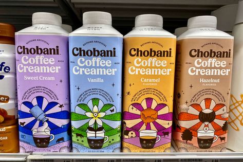 Chobani Is Giving Fans $100K for Ideas on Its Next Coffee Creamer Flavor - Thrillist Drink Packaging Design, Flavored Coffee Creamer, Coffee Creamer Recipe, Ali Hazelwood, Milk Packaging, Drink Packaging, Vanilla Recipes, Drinks Packaging Design, Real Coffee