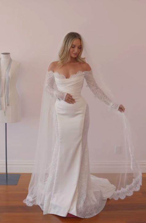 Eva Lendel, Wedding Frocks, Bella Wedding, Bride Dress Simple, Long Sleeve Wedding Gowns, Civil Wedding Dresses, Classy Wedding Dress, Wedding Dress Train, Satin Wedding Dress