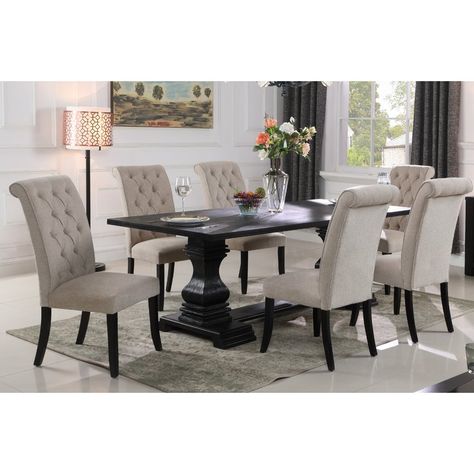 Darby Home Co Coyer 7 Piece Dining Set & Reviews | Wayfair Breakfast Nook Dining Set, Nook Dining Set, Double Pedestal Dining Table, Set Meja Makan, Round Dining Room, Round Dining Set, Solid Wood Dining Set, Set Sofa, 7 Piece Dining Set