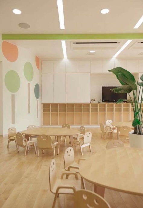 Modern Daycare Design, Child Care Center Design, Kindergarten Interior, Preschool Designs, Classroom Interior, Creative Kids Rooms, Daycare Design, Kids Interior Design, Modern Classroom