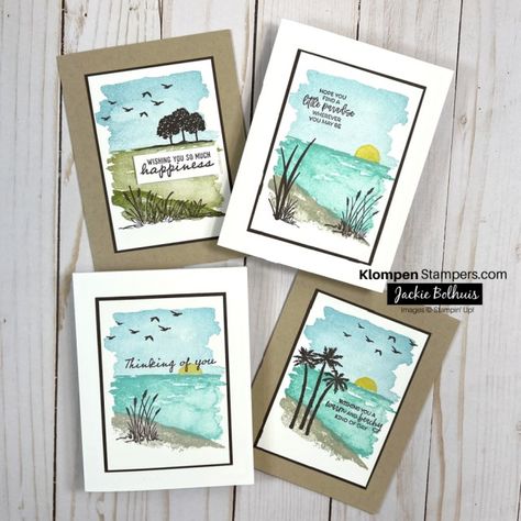 Card Making Ideas Easy, Simple Card Designs, Beach Cards, Masculine Birthday Cards, Retirement Cards, Step Cards, Summer Cards, Card Making Tutorials, Stamping Up Cards