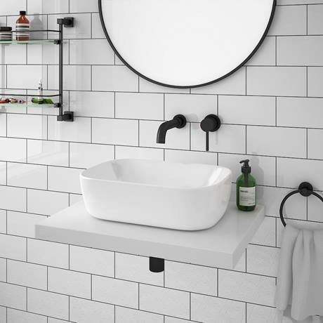 Floating Basin Bathroom, Timber Floating Shelves, Floating Countertop, Bathroom 2022, Cloakroom Ideas, Shelf Light, Counter Top Basin, Composite Kitchen Sinks, Timber Shelves