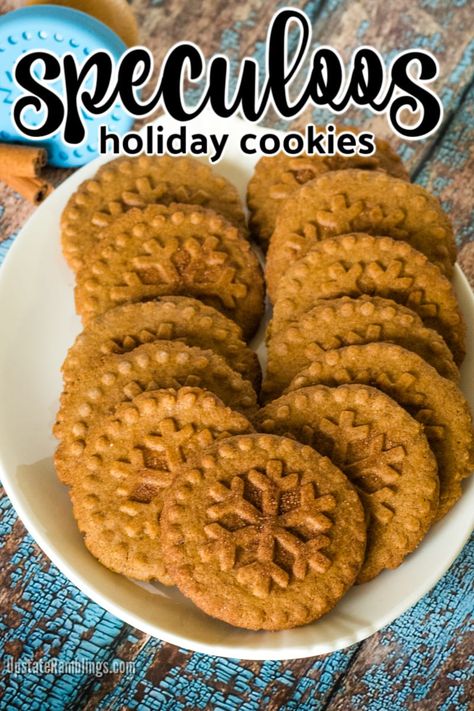 Speculoos, also known as Speculaas or Dutch Windmill Cookies, are a holiday cookie that is traditionally made for the Feast of St. Nicholas in the Netherlands, Belgium, Germany and Austria. They are a shortbread type cookie, with a lot of spices, like cinnamon, added, which makes them fragrant and tasty! #cookies #christmascookies #speculoos #speculaas #windmillcookies Speculaas Cookies Recipe, Windmill Cookies Recipe, Outrageous Cookies, Kaak Recipe, Feast Of St Nicholas, Molded Cookies, Scandinavian Desserts, Windmill Cookies, Embossed Cookies