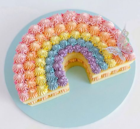 Daisy Rainbow Cake, Rainbow Shape Cake, Rainbow Number Cake, Rainbow Shaped Cake, Rainbow Sheet Cake, Rainbow Heart Cake, Pink Rainbow Cake, Rainbow Swirl Cake, Ermine Buttercream