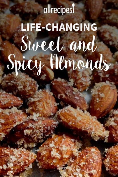 Savory Nuts Recipe Snacks, Sweet And Spicy Snacks, Spiced Almonds Savory, Sweet Almonds Recipe, Almonds Recipe Snacks, Sweet Almond Recipes, Sweet And Spicy Almonds Recipe, Sweet Roasted Almonds, Sweet Spicy Nuts Recipe