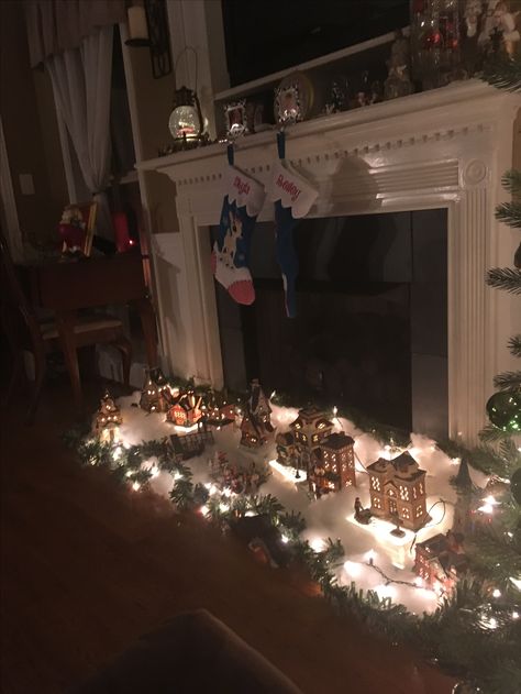 Inside Fireplace, Christmas Fireplaces, Xmas Village, Tree Village, Christmas Tree Village, Window Decorations, Christmas Window Decorations, Christmas Village Display, Village Display