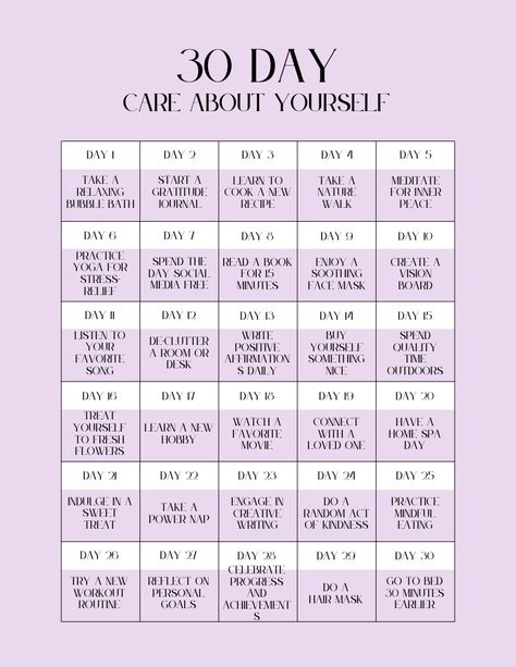 🌟 Ready for a little self-love adventure? 🌟 Join our 30-Day 'Care About Yourself' Challenge and sprinkle some TLC into your routine! From pampering sessions to daily affirmations, each day brings a new opportunity to prioritize YOU. Let's make self-care FUN again! #SelfCareChallenge #TreatYourself #30DaysOfSelfLove 💖✨ 30 Day Challenge Self Care Routine, 30 Day Affirmation Challenge, Self Care Topics, Self Care Challenge Ideas, Self Love Challenge 30 Day, 30 Days Challenge Self Care, 30 Day Self Care Challenge, Mom Challenge, Self Care Challenge