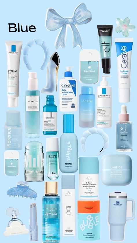 #blue #skincare #skincareblue #💙💙💙 Skincare Blue Aesthetic, Blue Skincare Products, Blue Self Care Aesthetic, Blue Skincare Aesthetic, Blue Makeup Products, Blue Skin Care, Blue Wishlist, Blue Skincare, Dream Skincare