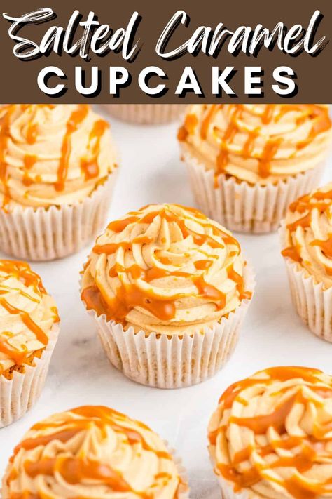 Sweet And Salty Cupcakes, Salted Caramel Pretzel Cupcakes, Carmel Cupcake Recipe, Salted Caramel Cheesecake Cupcakes, Salted Caramel Cupcakes Recipe, Salted Caramel Cream Cheese Cupcakes, Brunch Cupcakes, Caramel Cupcakes Recipe, Carmel Cupcakes