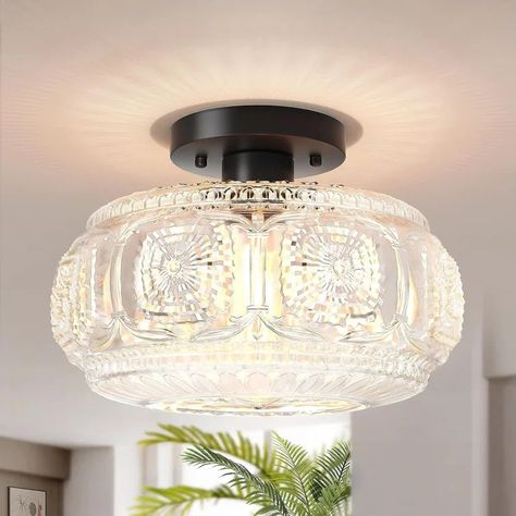 House of Hampton® Keidy Glass Flush Mount | Wayfair Corridor Kitchen, Modern Ceiling Light Fixtures, Glass Ceiling Light, Semi Flush Lighting, Glass Ceiling Lights, Ceiling Light Fixture, Modern Light Fixtures, Glass Ceiling, Flush Ceiling Lights