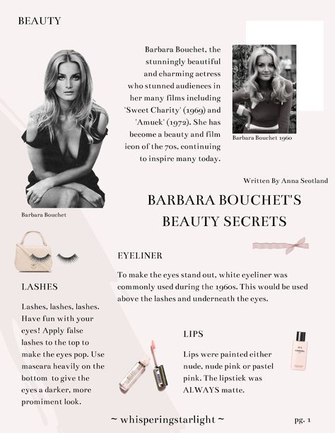 Lookmaxxing Guide Women, Model Beauty Secrets, Barbara Bouchet, Sweet Charity, Act Like A Lady, White Eyeliner, Angel Aesthetic, Vogue Beauty, Classy Aesthetic