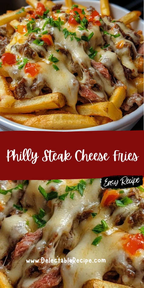 Steak And Cheese Fries, Philly Cheese Steak Fries Recipe, Philly Cheese Steak Fries, Cheese Steak Fries, Loaded French Fries Recipe, Food Truck Menu Ideas, Loaded French Fries, Dinner Beef, Bowl Meals