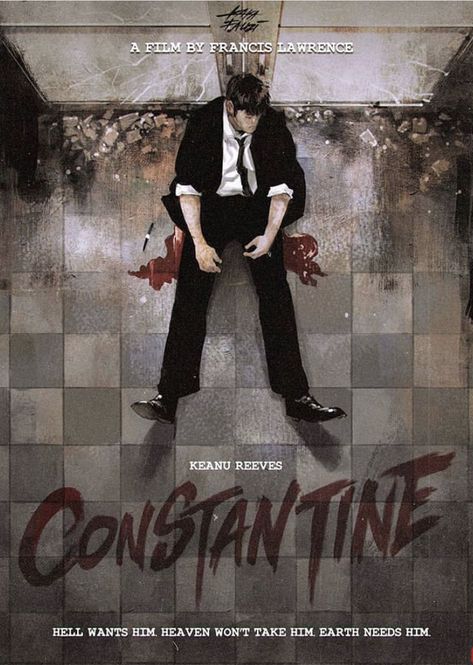 Constantine Film, Constantine Movie, Constantine 2005, Keanu Reeves Constantine, Geek Movies, John Constantine, Dc Comics Wallpaper, Movie Prints, Horror Movie Posters