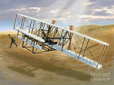 First Flight The Wright Flyer At Kittyhawk by Stu Shepherd Flight Art, Diy Wrinkles, Wright Flyer, Visual Advertising, Bullet Journal Headers, Fall Entryway, Wright Brothers, Aviation History