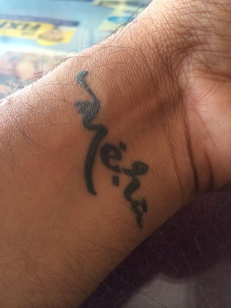 'Neha' better half inked forever.. Neha Name Tattoo, Neha Name, Tattoo Name, Hand Tattoos For Guys, Name Tattoo, Name Tattoos, Better Half, Tattoo Studio, Hand Tattoos