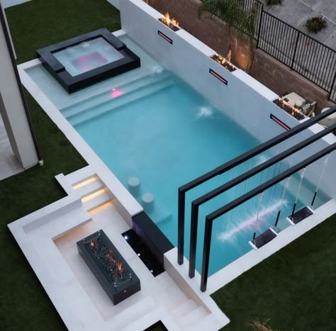 Backyard Infinity Pool Ideas, Party Food Outdoor, Small Backyard Pool Designs, Summer Pool Party Food, Modern Pool Tile Ideas, Endless Pool Backyard, Swimming Pools Kendrick Lamar, Outdoor Swimming Pool Designs, Small Swimming Pool Designs