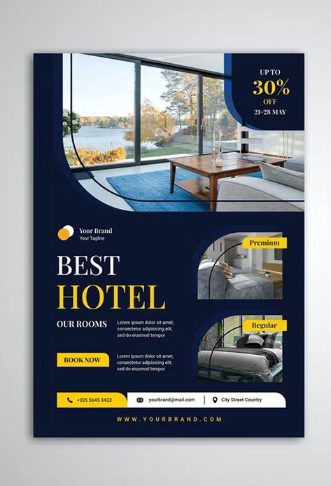 Hotel Promotion Flyer Template PSD Hotel Poster Design Ideas, Hotel Promotion Design, Hotel Flyer Design, Hotel Marketing Design, Promotion Flyer, Hotel Marketing, Job Vacancy, Flyer Design Inspiration, Promotional Flyers