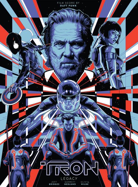 Tron Art, Tron Legacy, Jeff Bridges, Sketching Techniques, Godzilla Vs, Alternative Movie Posters, Sci Fi Movies, Movie Collection, Advertising Poster